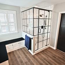 Trendy Master Bathroom with Mullioned Shower Surround in Penn Oaks